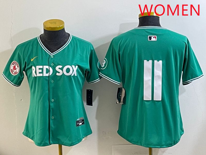 Women Boston Red Sox #11 No Name Green Joint Name Nike 2025 MLB Jersey style 8
